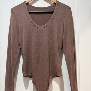 Abercrombie & Fitch Taupe Long Sleeve Bodysuit